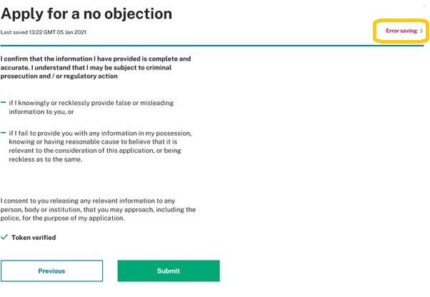 Red error when saving